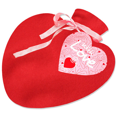 Bolsa de agua caliente con forma de corazón y funda polar