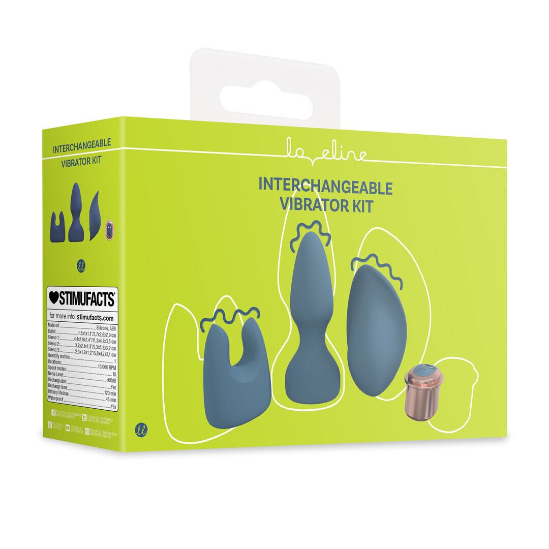 Kit de vibrador recargable Loveline con 3 fundas distintas