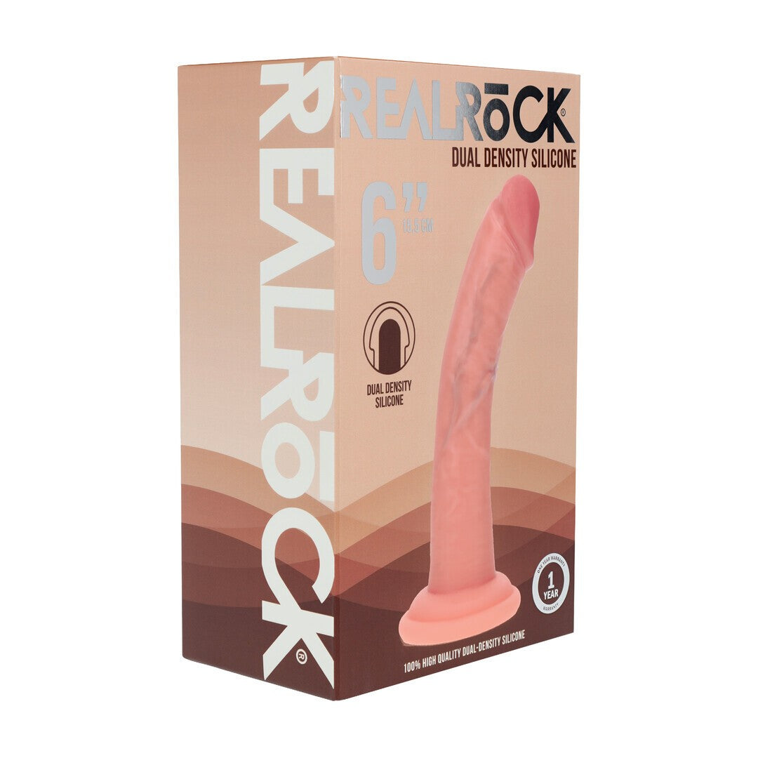 Dildo curvo realista RealRock con ventosa, 15,5 cm