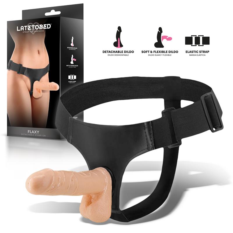 Arnés con dildo realista flexible Flaxy, desmontable