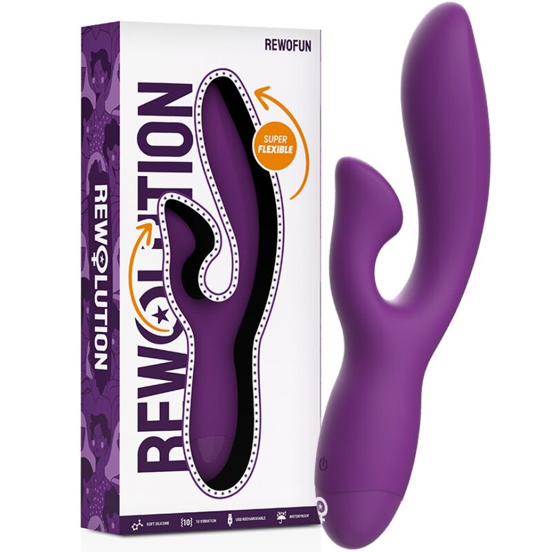 Vibrador rabbit flexible REWOFUN de REWOLUTION, doble motor
