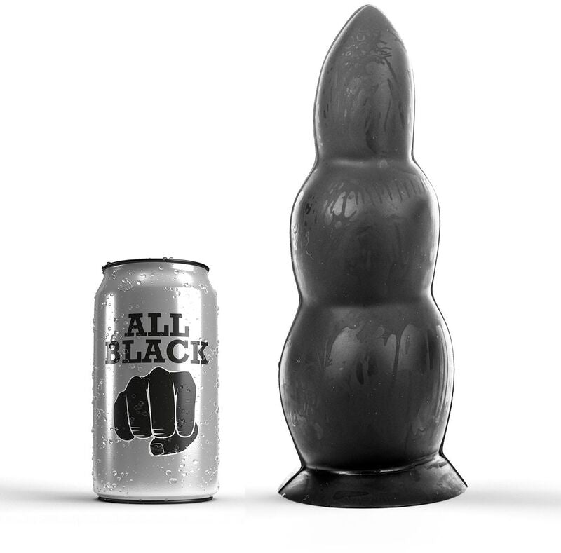 Plug anal All Black de PVC cónico progresivo, 23 cm