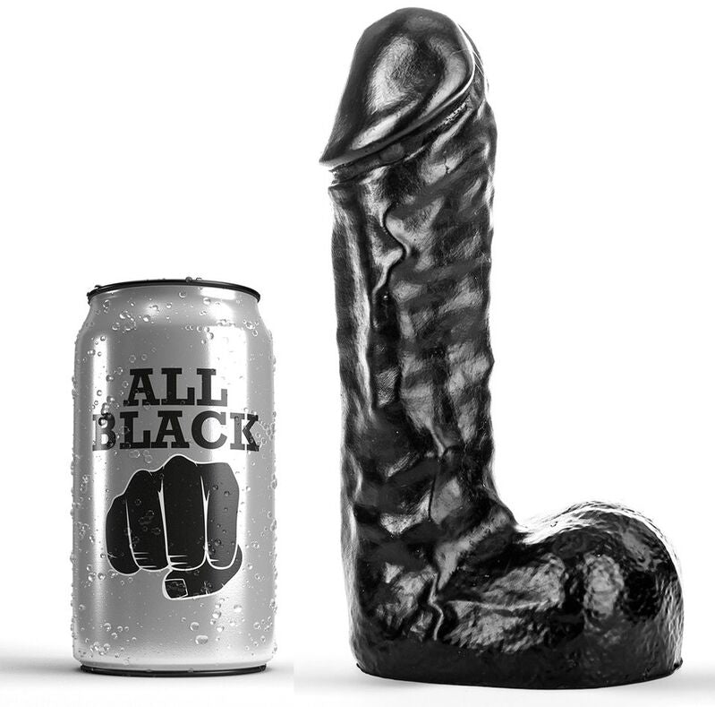 Dong All Black de PVC 19 cm para uso anal y vaginal