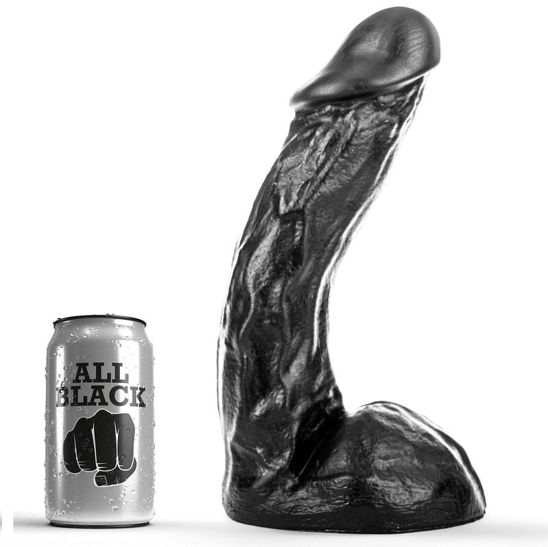 Dildo ALL BLACK 28 cm curvado para estimular el punto G