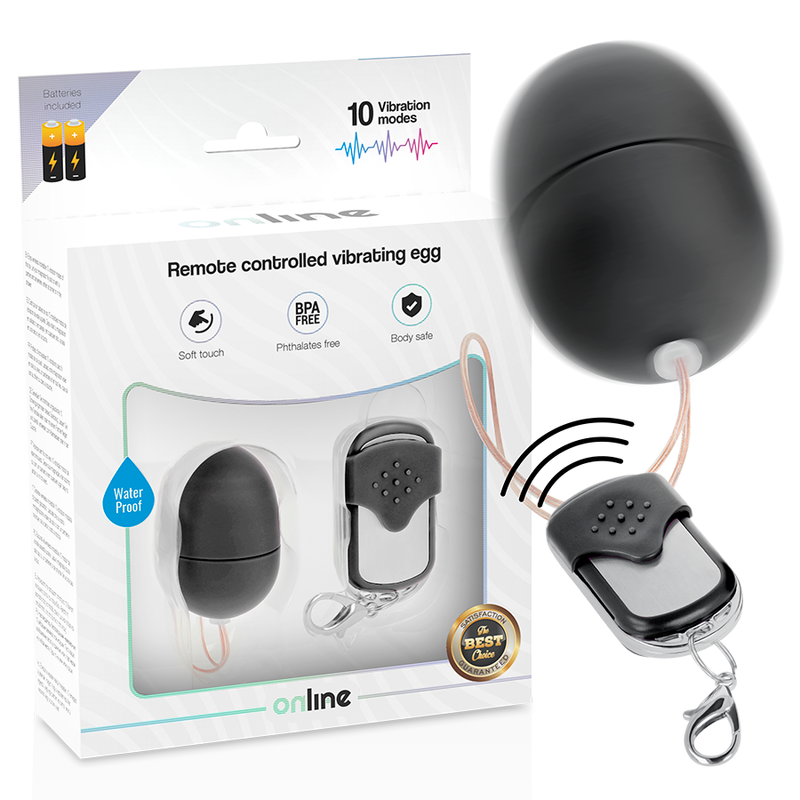 Huevo vibrador con control remoto ONLINE negro, 10 modos