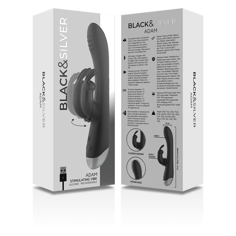 Estimulador rabbit Adam de BLACK&SILVER, recargable