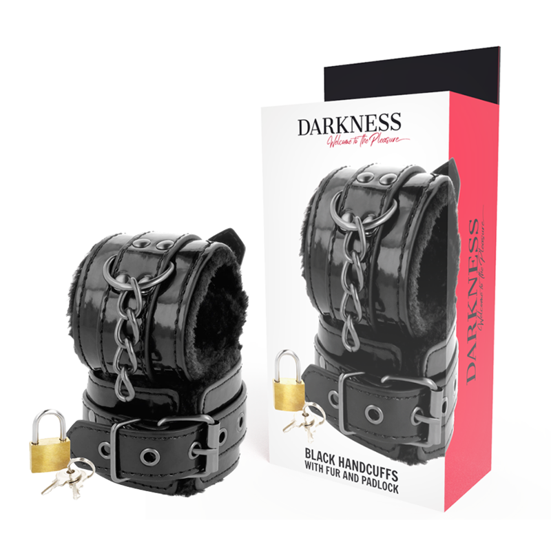 Esposas de PVC efecto piel DARKNESS, ajustables con candado
