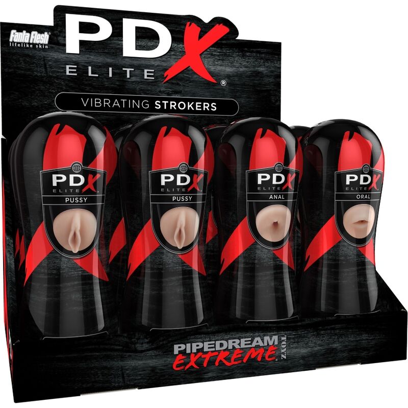 Masturbadores PDX Elite: set de 12 strokers vibradores