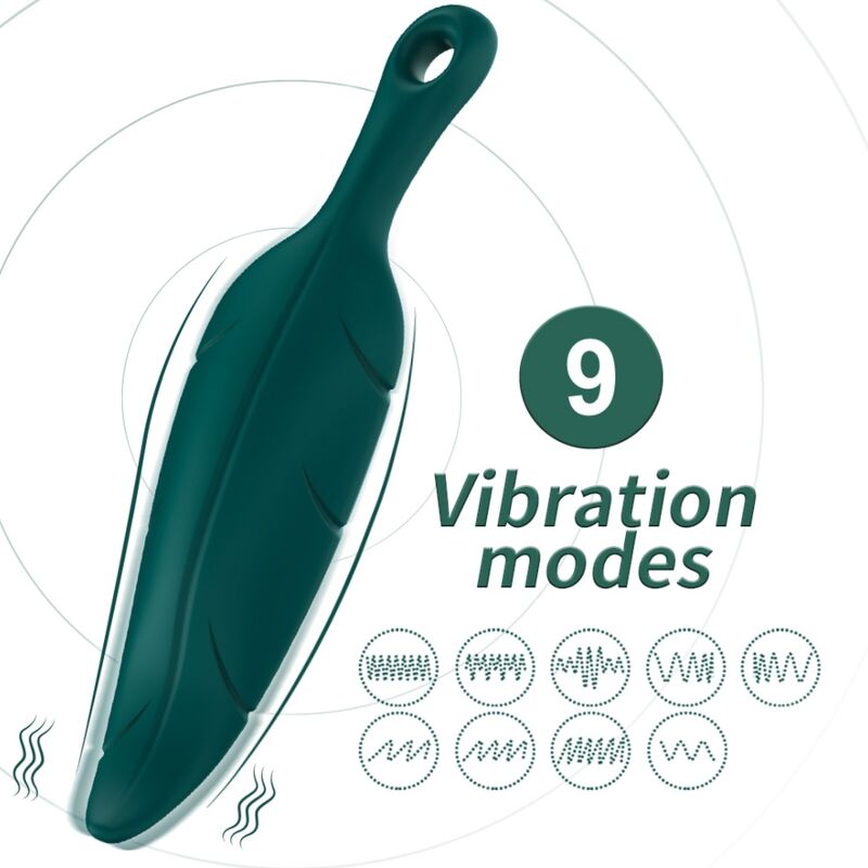 Estimulador de clítoris ARMONY Hoja Verde, 9 modos y USB