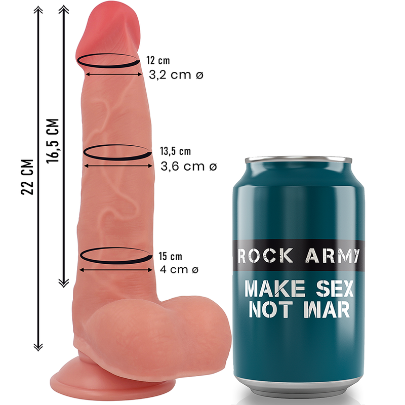 Dildo realista Rock Army Ranger, doble densidad 22 cm