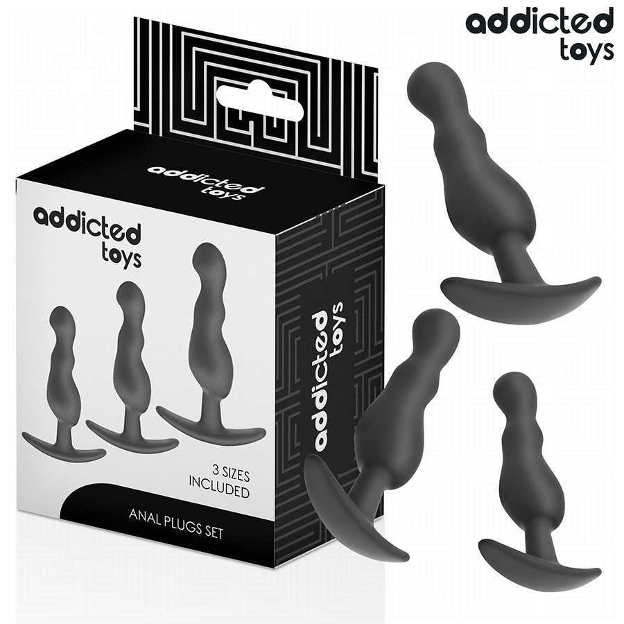 Set de 3 plugs anales de silicona ondulados Addicted Toys