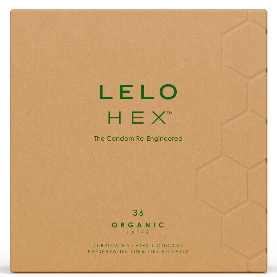 Preservativos LELO Hex Organic de látex, caja de 36