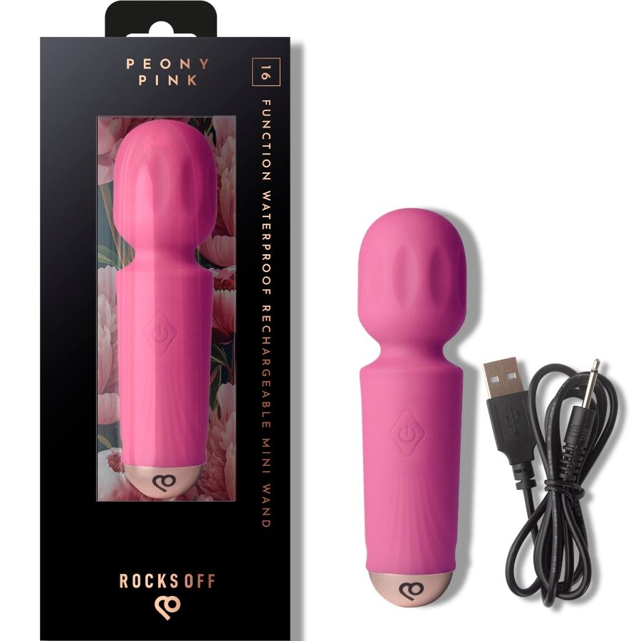 Mini wand Rocks-Off recargable con 16 funciones y USB