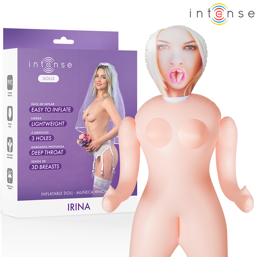 Muñeca hinchable Irina, Intense Dolls, 3 orificios, 1,45 m