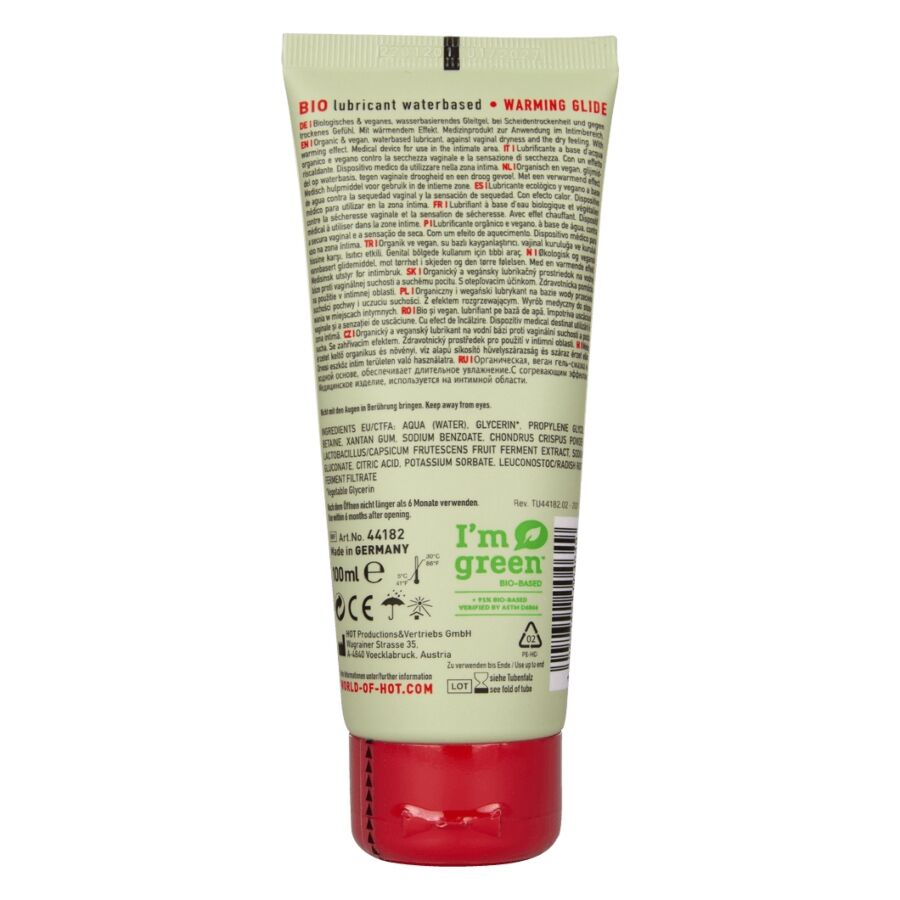 Lubricante base agua HOT Bio con efecto calor, 100 ml