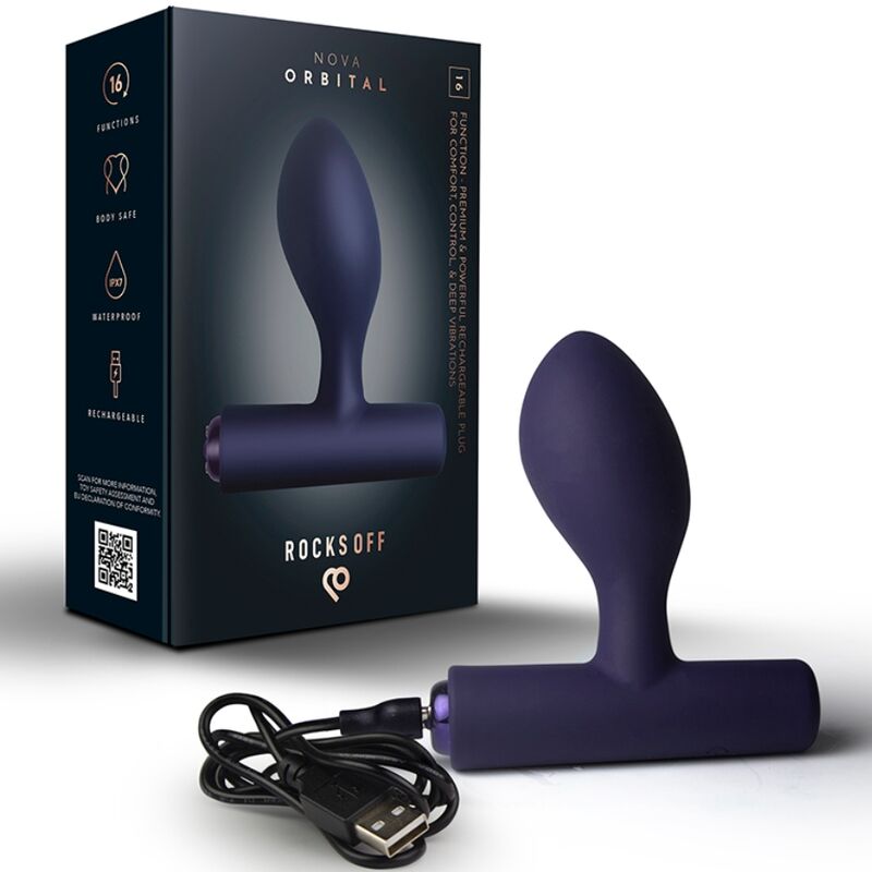 Plug anal Nova Orbital de Rocks-Off, recargable, 16 funciones
