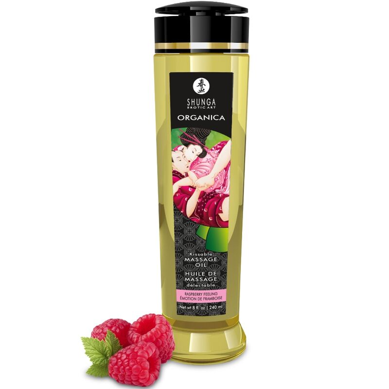Aceite de masaje orgánico Shunga sabor frambuesa 240 ml