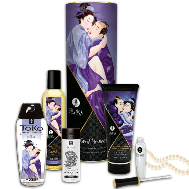 Kit de masaje Shunga Placeres Carnales con 6 productos