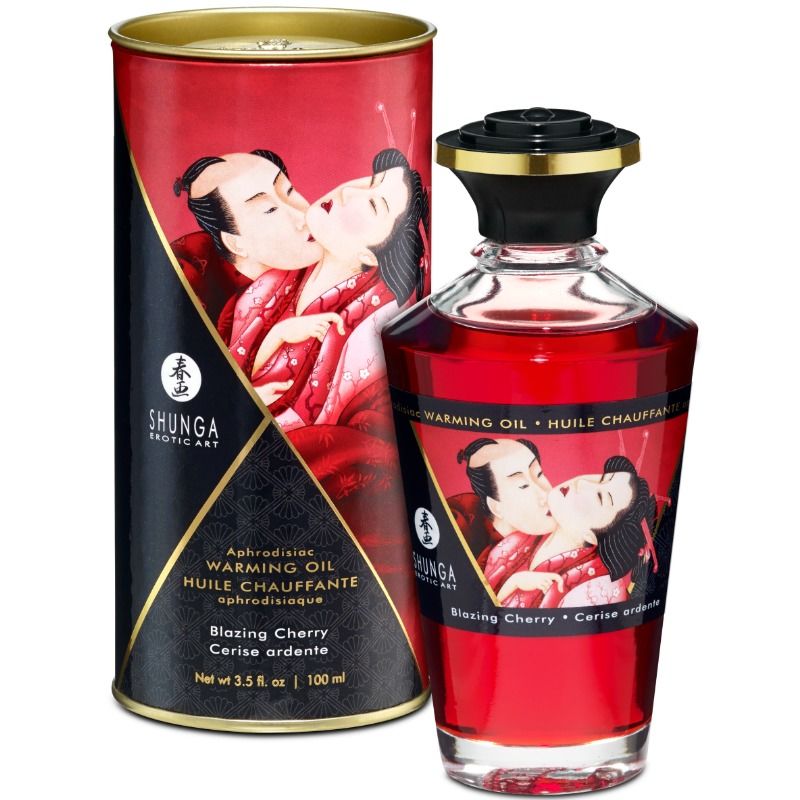 Aceite de masaje efecto calor Shunga sabor cereza 100 ml