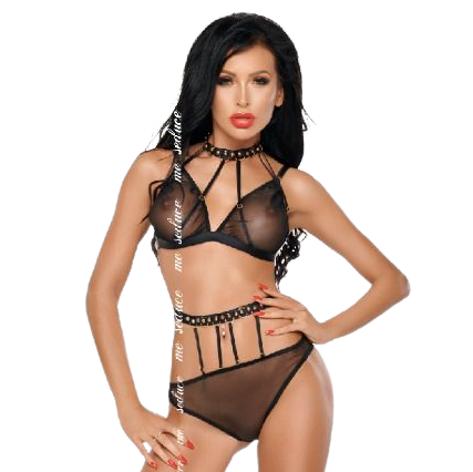 Conjunto de lencería Dotty de Me-Seduce con anillas doradas
