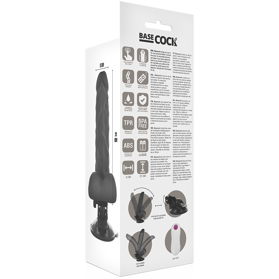 Vibrador BASECOCK articulable 21 cm con mando remoto