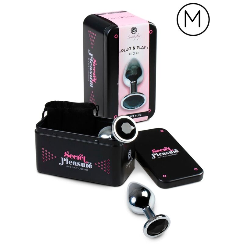 Plug anal de metal SecretPlay de 8,5 cm con brillante