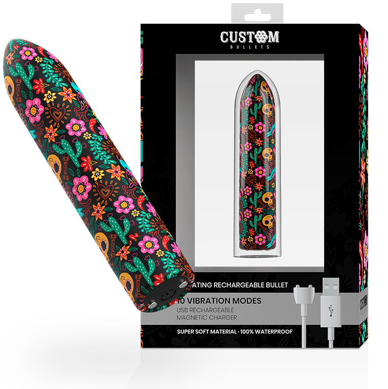 Bala vibradora recargable Custom Bullets Skull, 10 modos