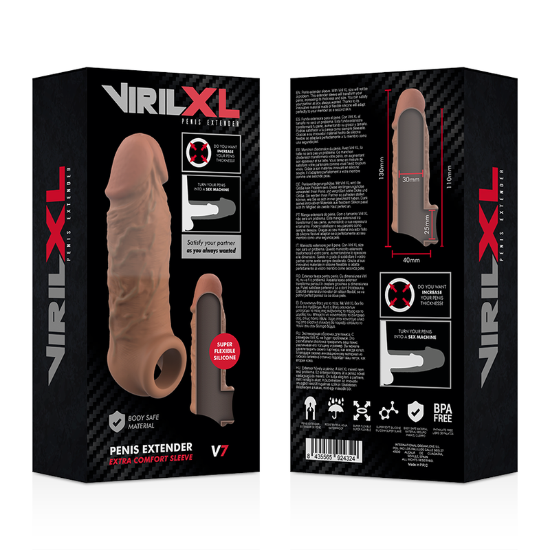Funda extensión de pene VirilXL V7, 11 cm insertables