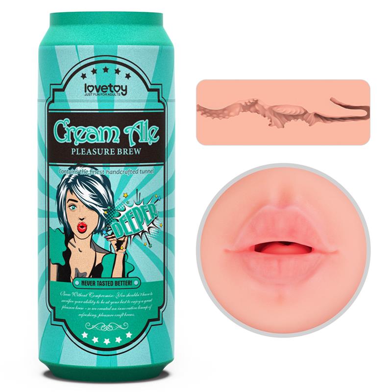 Masturbador forma de boca LOVETOY Cream Ale, 19,8 cm