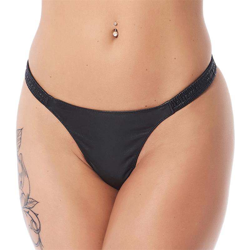 Tanga de cuero con tiras elásticas BONDAGE PLAY talla única