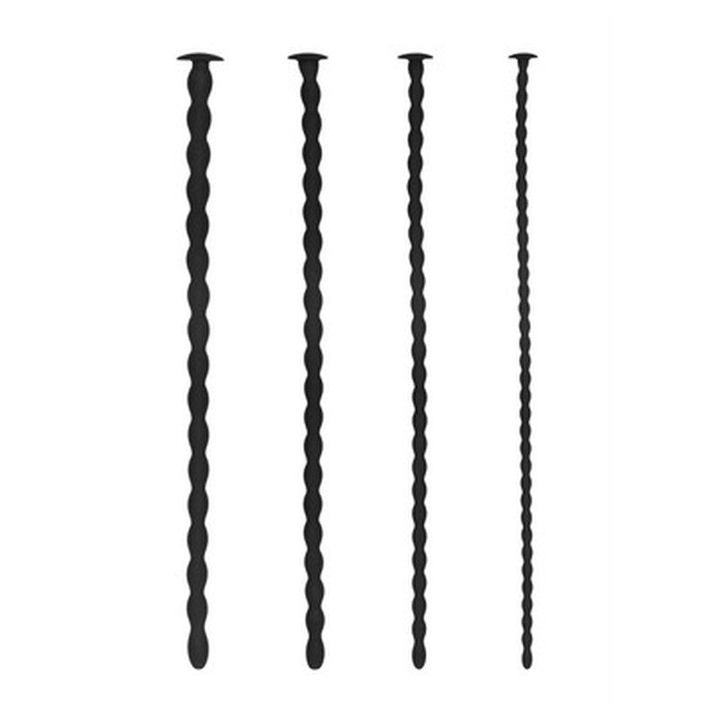 CONJUNTO DE SONDAS DE URETRA SILICONE SPIRAL SCREW PLUG SET ADVANCED NEGRO OUCH!