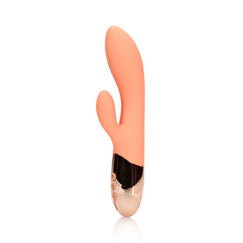 VIBRADOR RABBIT ULTRA SOFT SILICONE CERAMIC PEACH LOVELINE