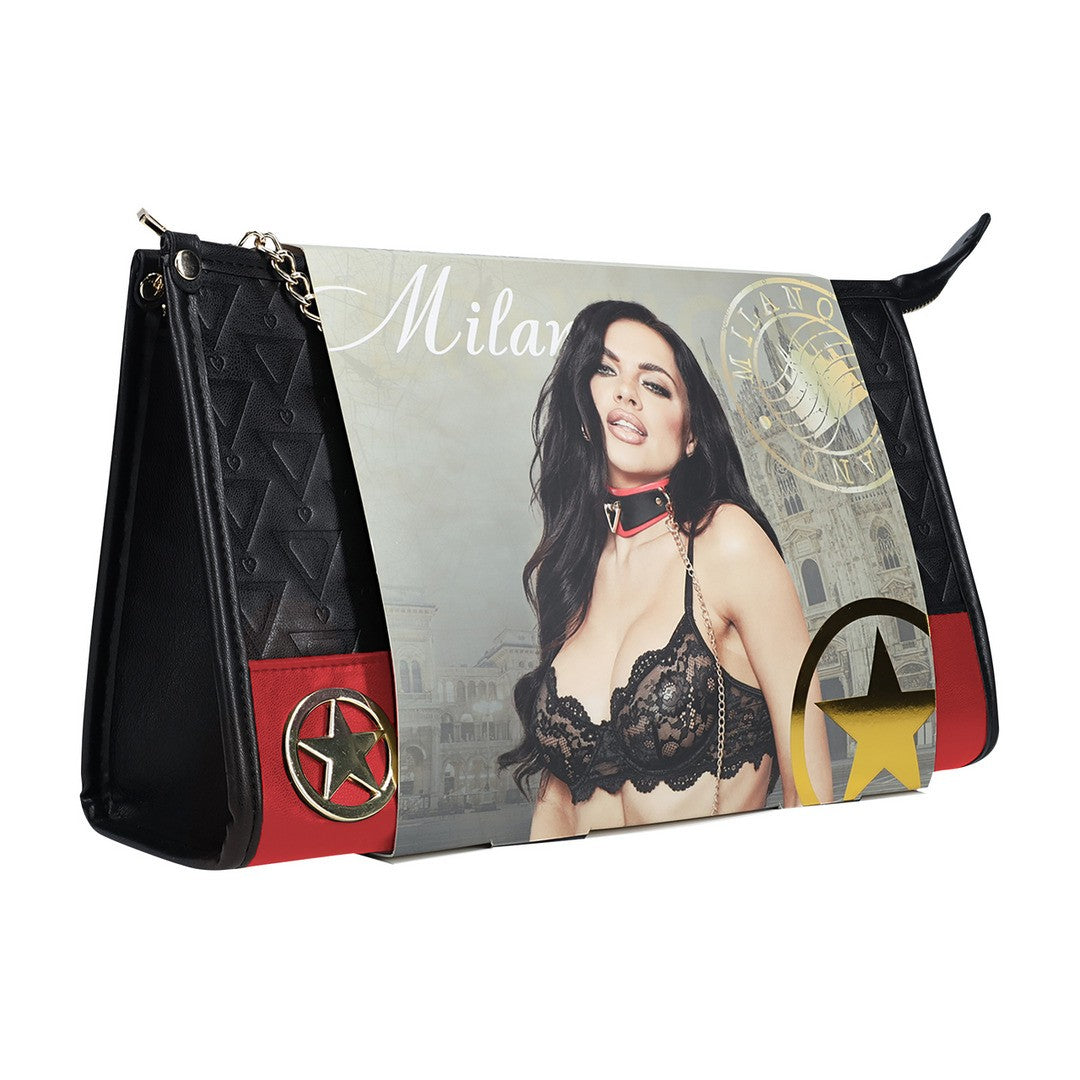 KIT CON BOLSO MILAN COLLECTION NEGRO/ROJO OUCH!