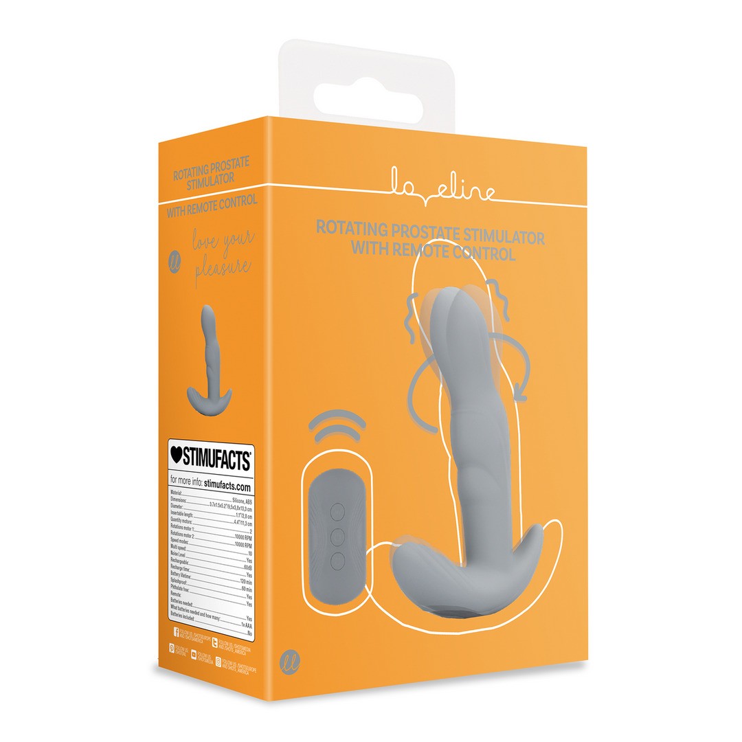 ESTIMULADOR DE PRÓSTATA CON ROTACIÓN Y MANDO A DISTANCIA GRIS LOVELINE