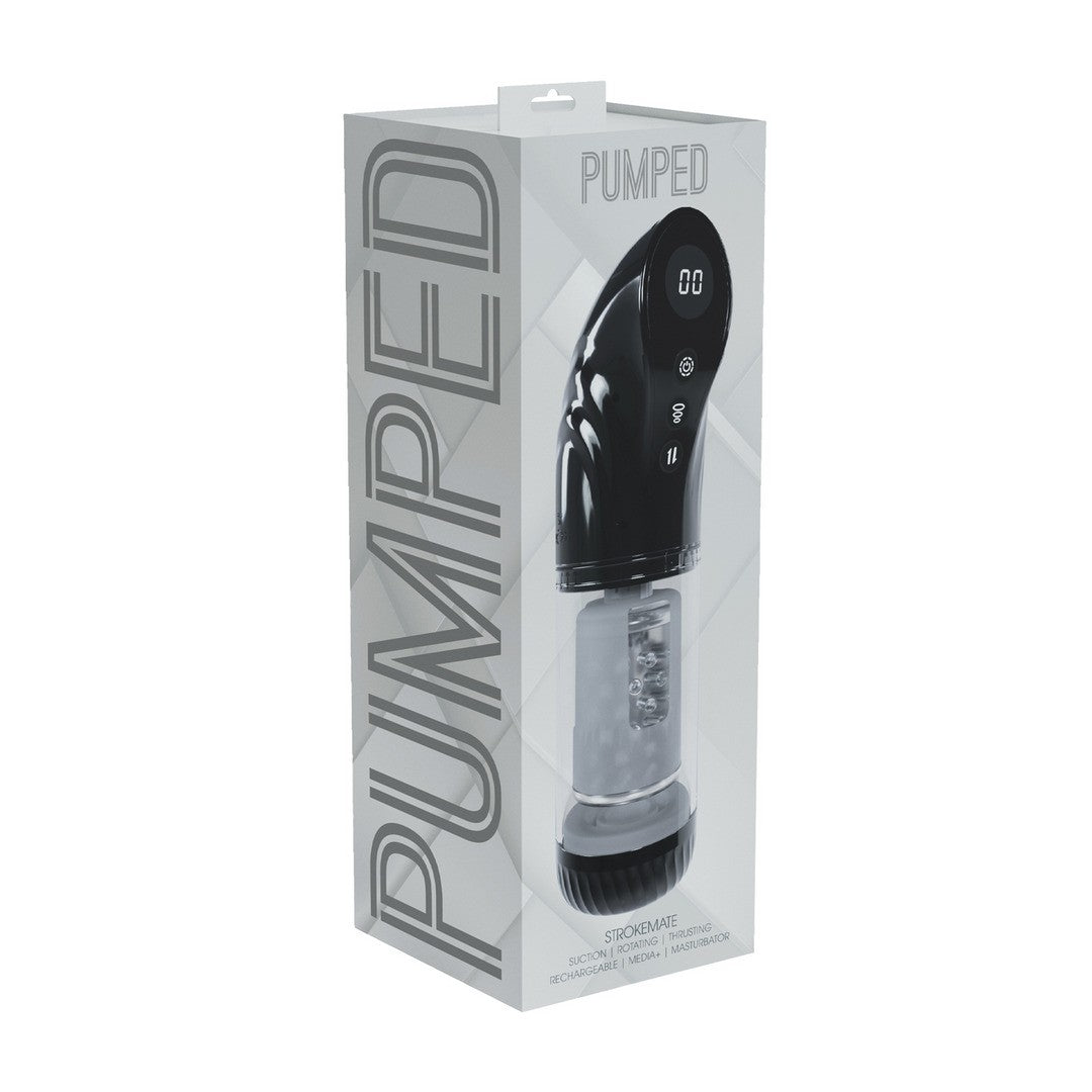 MASTURBADOR VIBRATORIO CON SUCCIÓN E IMPULSO STROKEMATE NEGRO PUMPED