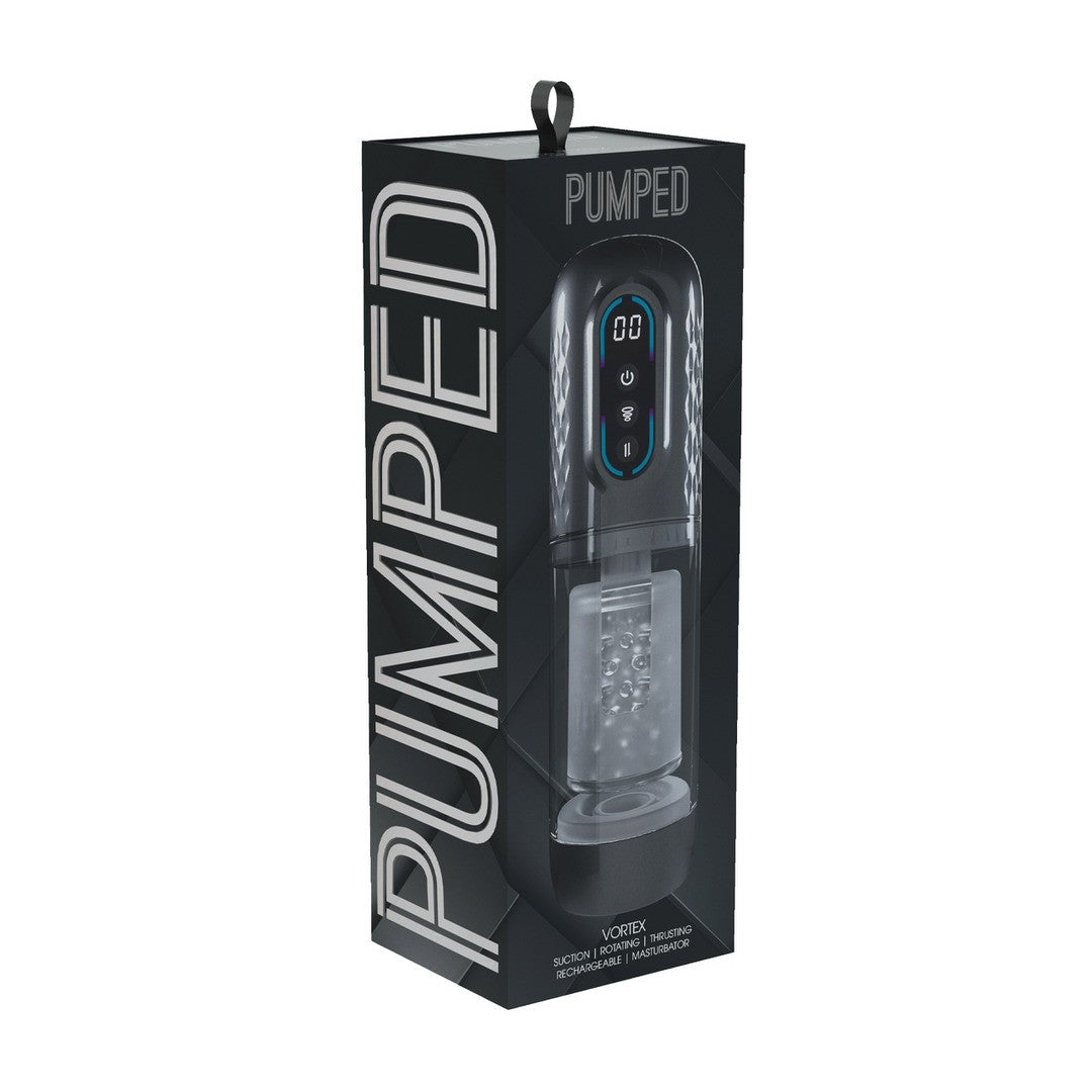 MASTURBADOR VIBRATORIO CON SUCCIÓN E IMPULSO VORTEX GUN METAL PUMPED