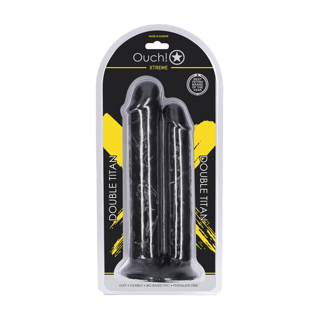 DILDO DOBLE DOUBLE TITAN 24.5 CM NEGRO OUCH!