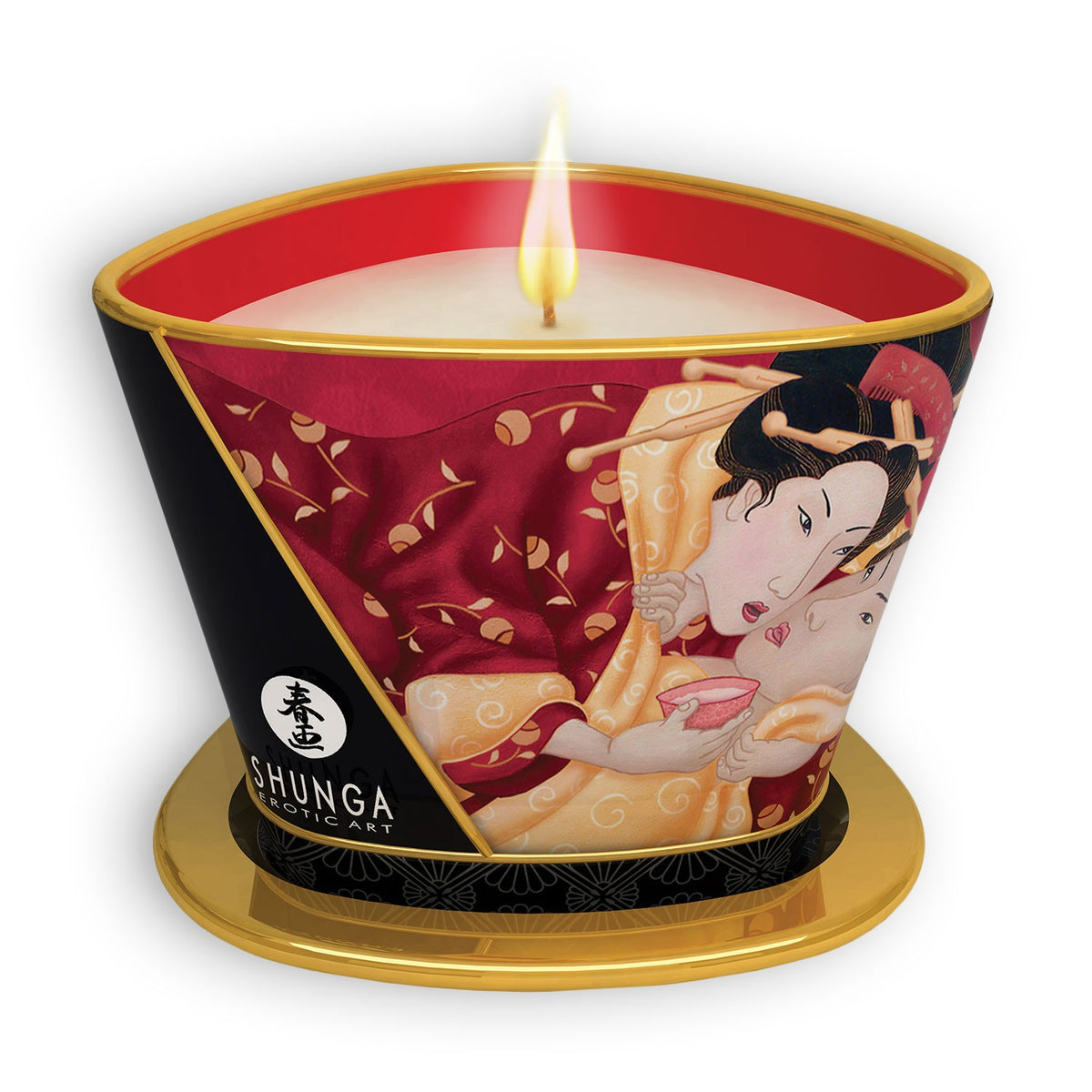 Vela de masaje Shunga Romance, cava y fresa, 170 ml