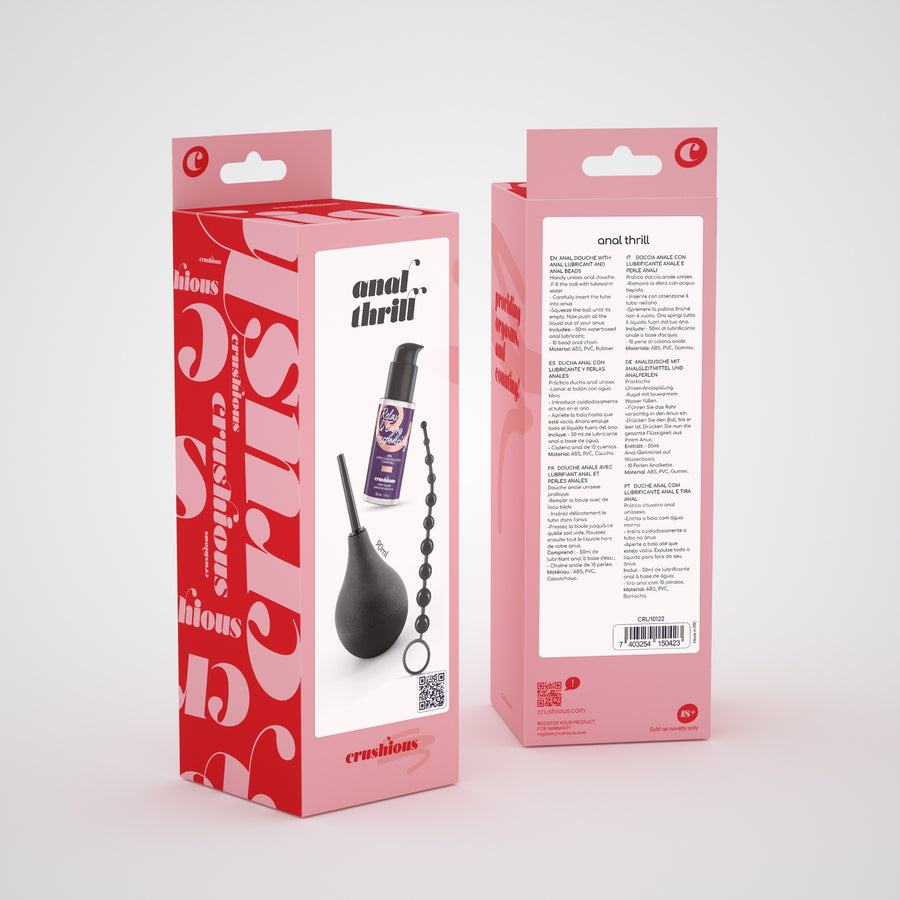 ANAL THRILL DUCHA ANAL 90ML CON LUBRICANTE ANAL 50ML Y CADENA ANAL DE 10 PERLAS CRUSHIOUS