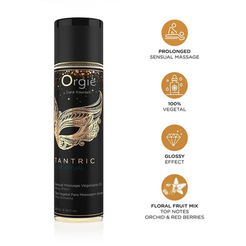 ACEITE DE MASAJE CON EFECTO BRILLANTE TANTRIC LOVE RITUAL 200ML ORGIE