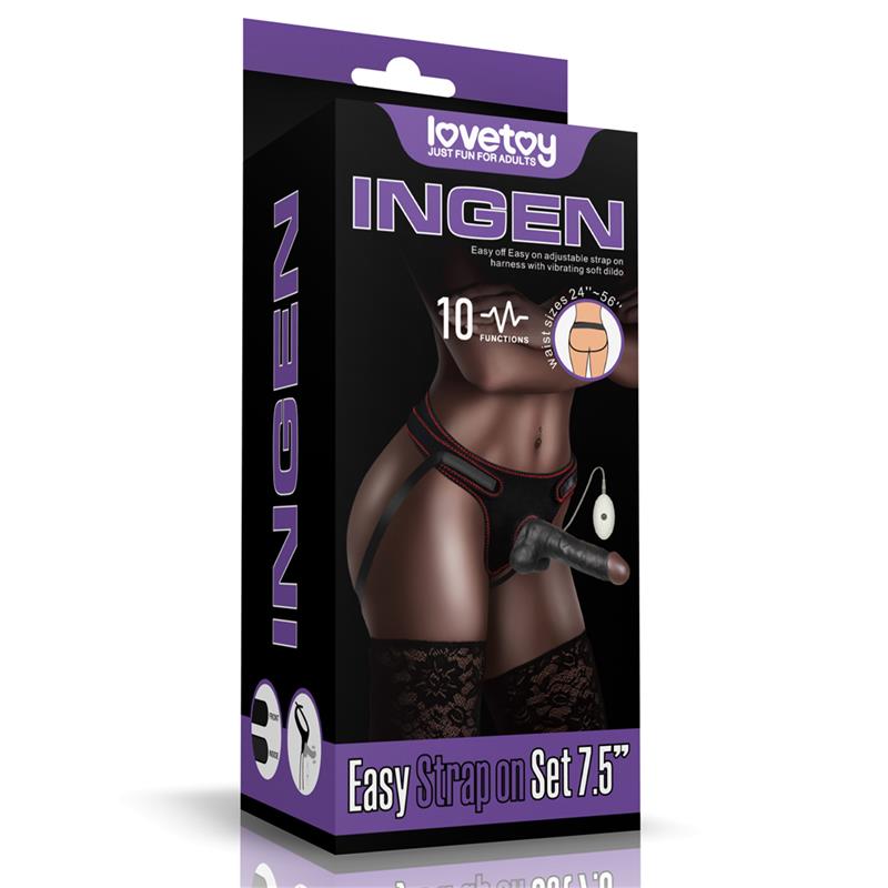Arnés con dildo vibrador 19 cm · LOVETOY 10 funciones