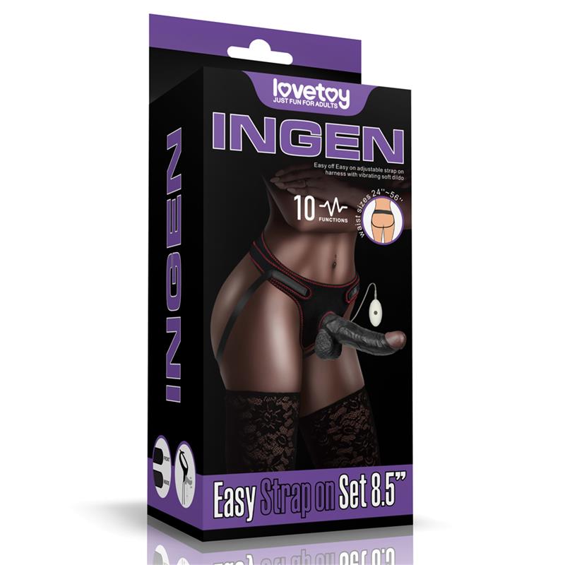 Arnés ajustable con dildo vibrador 21.5 cm, LOVETOY
