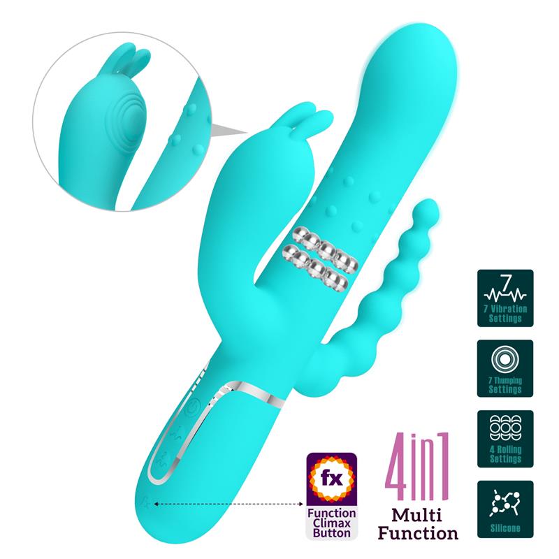 Vibrador rabbit Cammy de PrettyLove con cadena anal