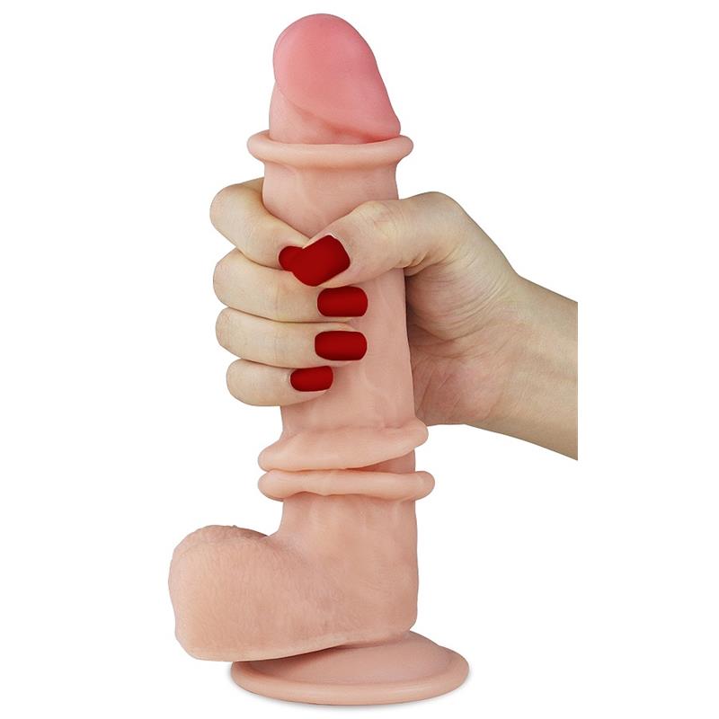 Dildo LOVETOY de piel retráctil, TPE flexible 20 cm
