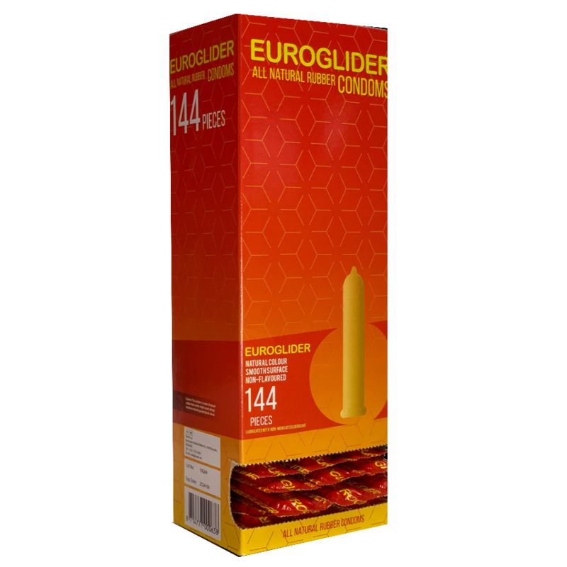Condones Euroglider de látex transparentes, 144 unidades
