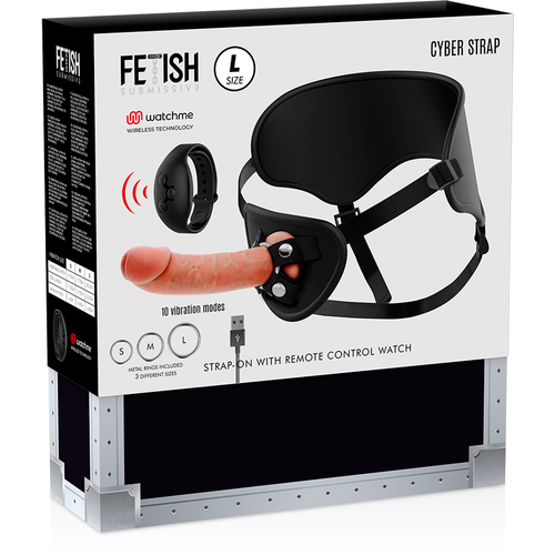 FETISH SUBMISSIVE CYBER STRAP - ARNÉS CON DILDO CONTROL REMOTO TECNOLOGÍA WATCHME L