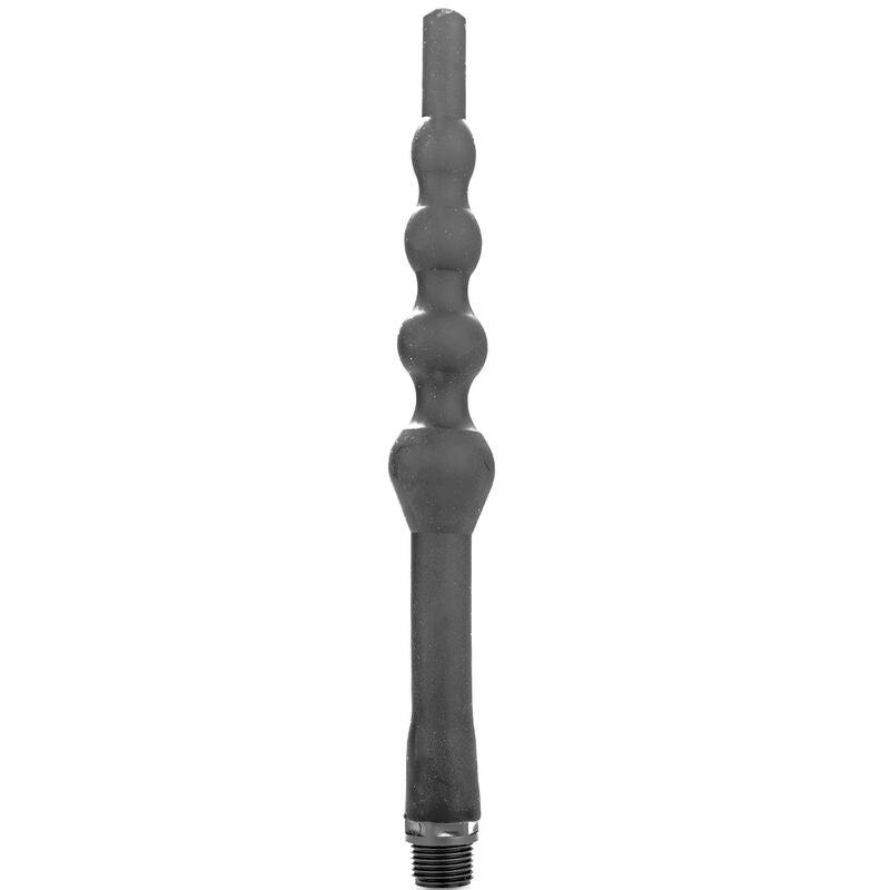 Ducha anal de silicona ALL BLACK 27 cm con adaptador