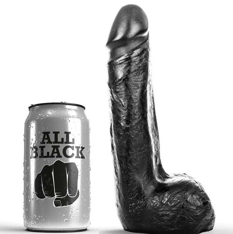 Dildo realista ALL BLACK 20 cm en TPR sin ftalatos