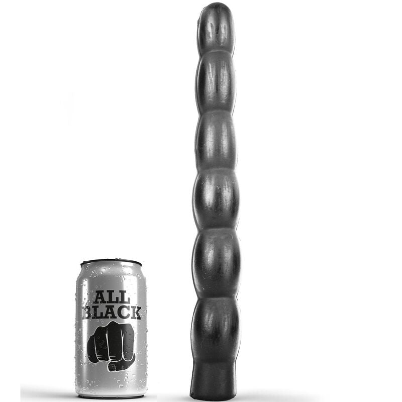 Dildo anal y vaginal ALL BLACK ondulado y flexible, 32 cm