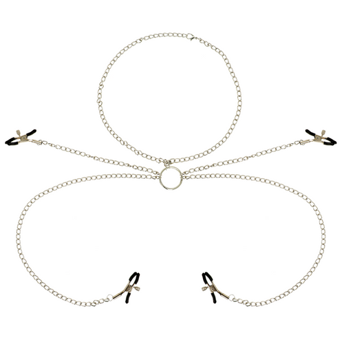 OHMAMA FETISH - 4 PINZAS PEZONES CON COLLAR DE CADENAS